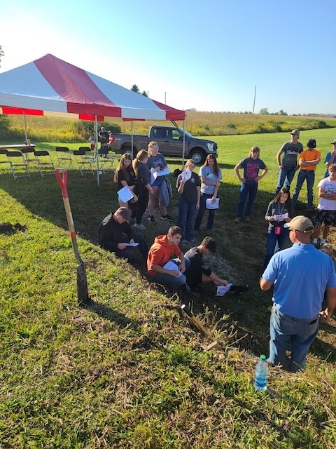 Ag.2 students learning about soil science with the Franklin County NRCS soil specialist 