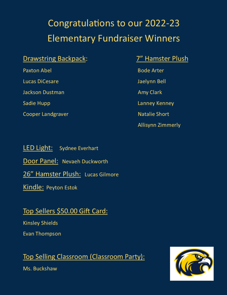 Elementary Fundraiser 22-23 Winners