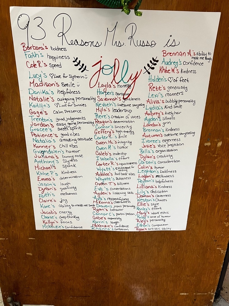 93 reasons Mrs. Russo is jolly.